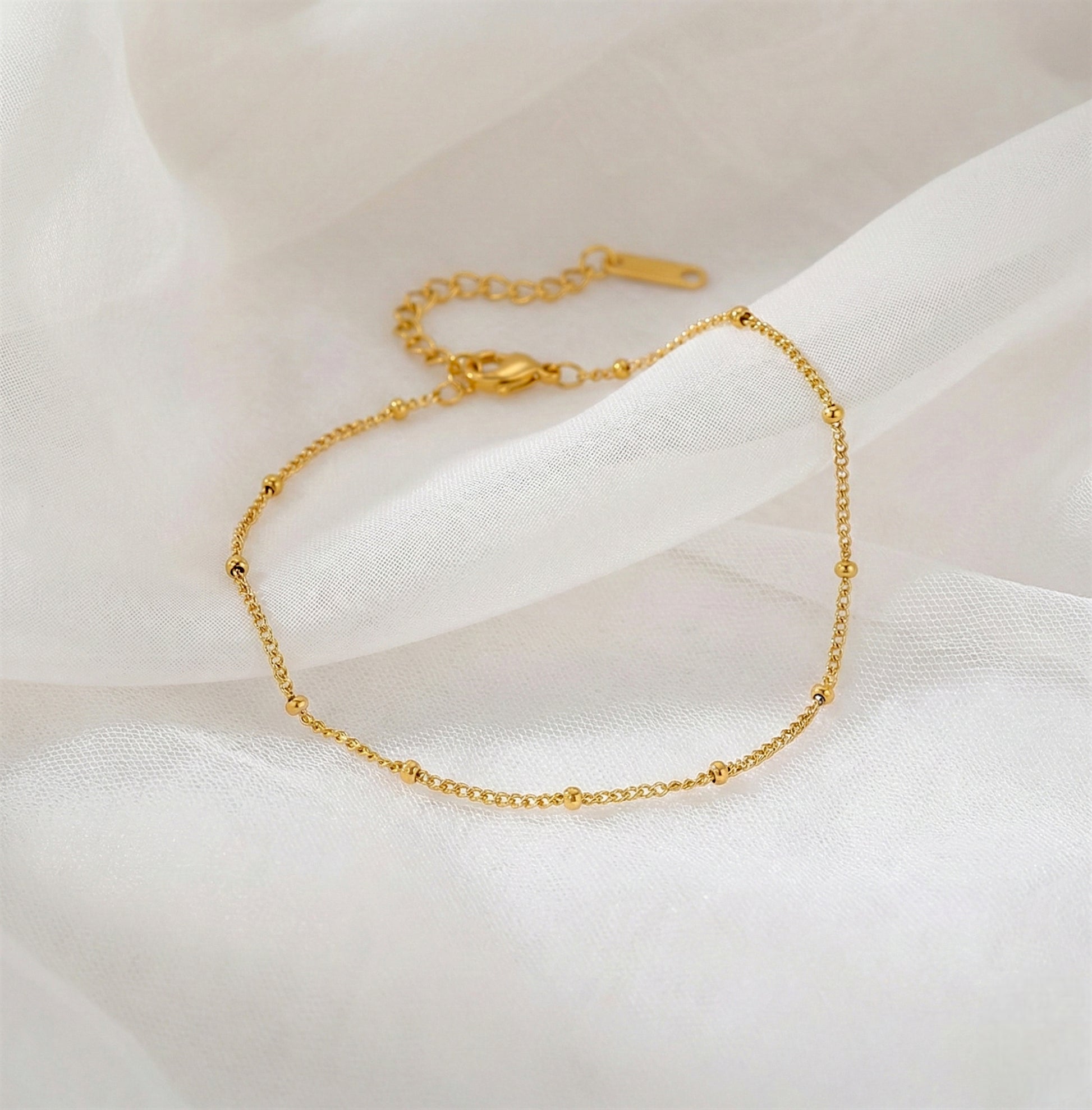 צמיד רגל טיפות טל - זהב עדין קלאסי