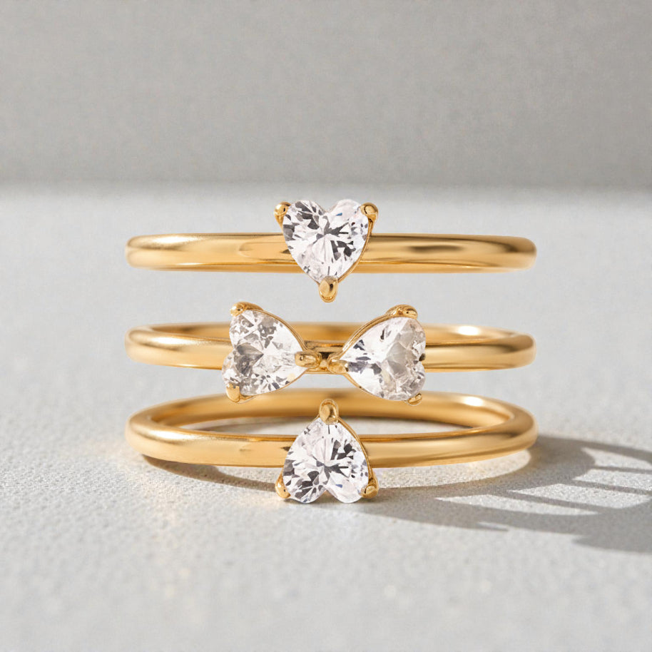 סט 3 טבעות לב – דקות ועדינות