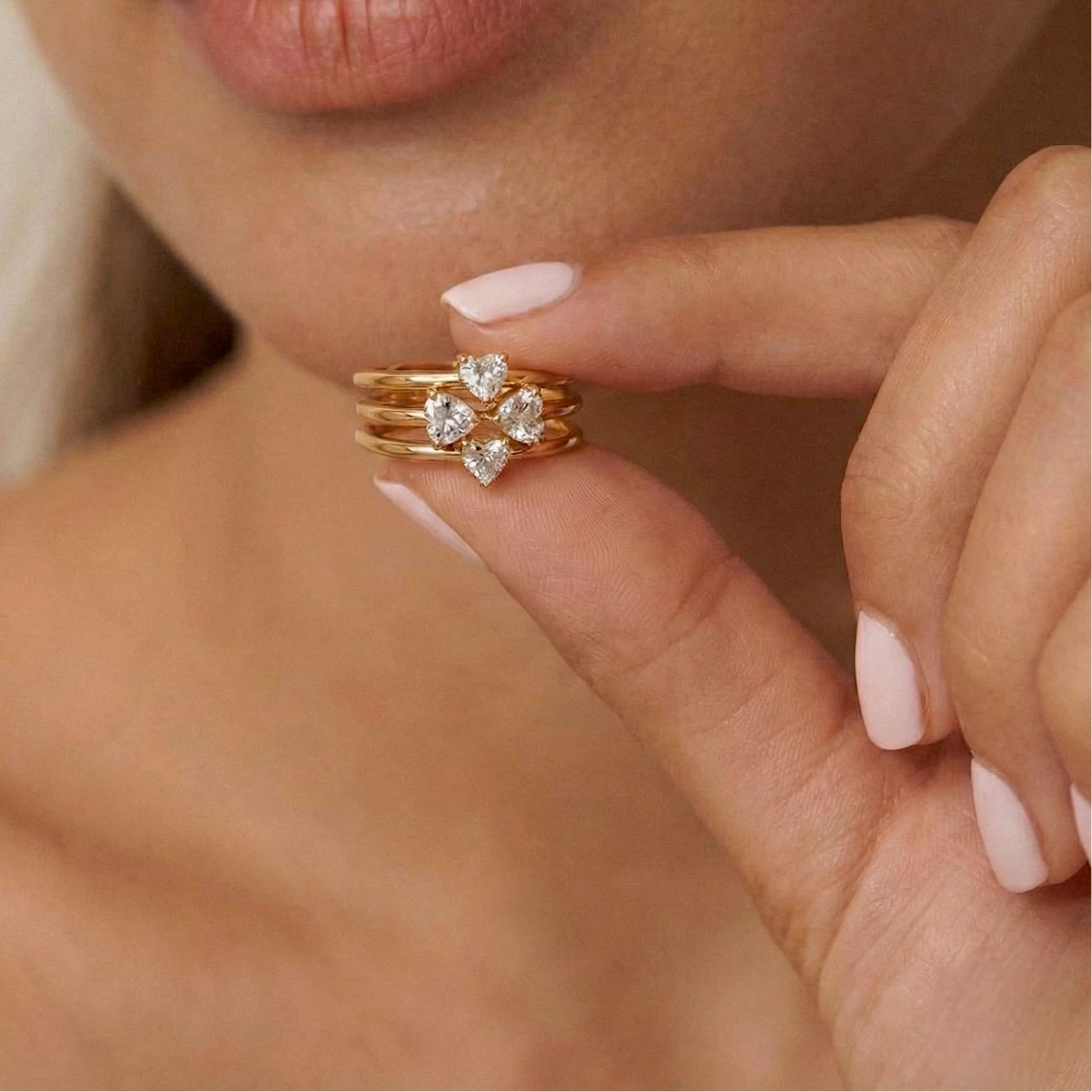 סט 3 טבעות לב – דקות ועדינות