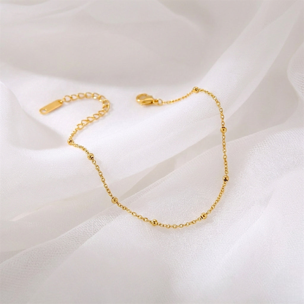 צמיד רגל טיפות טל - זהב עדין קלאסי