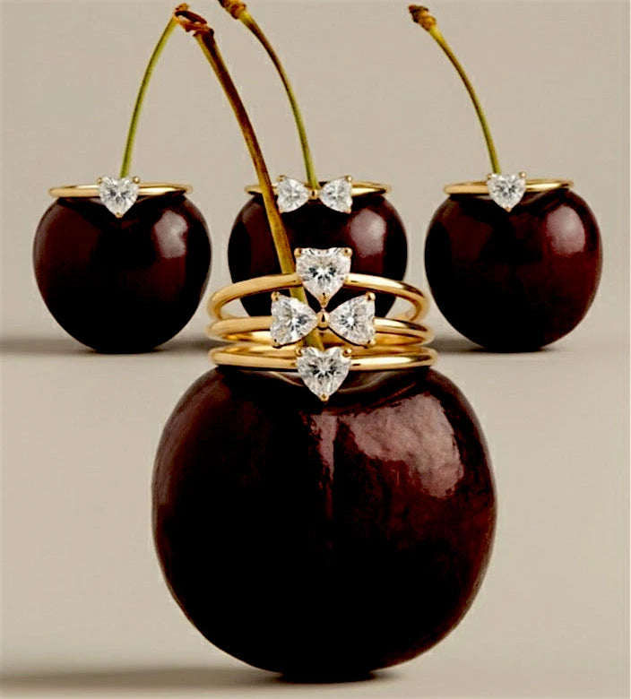 סט 3 טבעות לב – דקות ועדינות