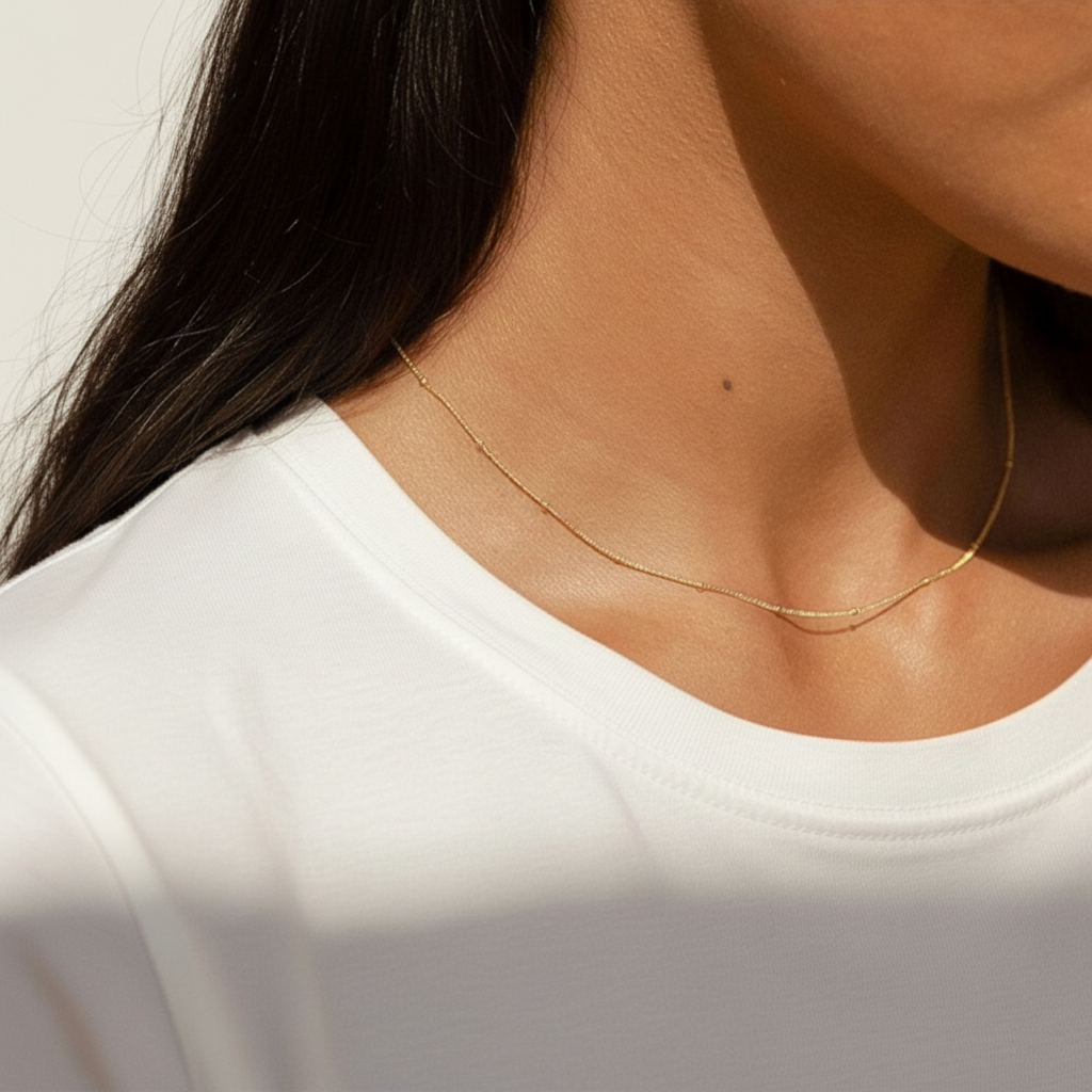 שרשרת טיפות טל - זהב דקה קלאסית