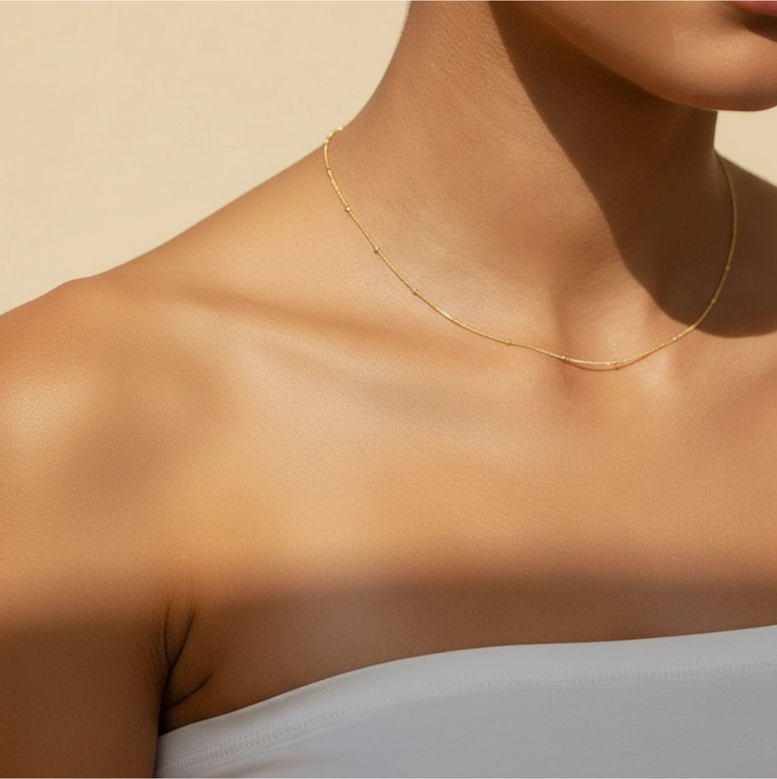 שרשרת טיפות טל - זהב דקה קלאסית