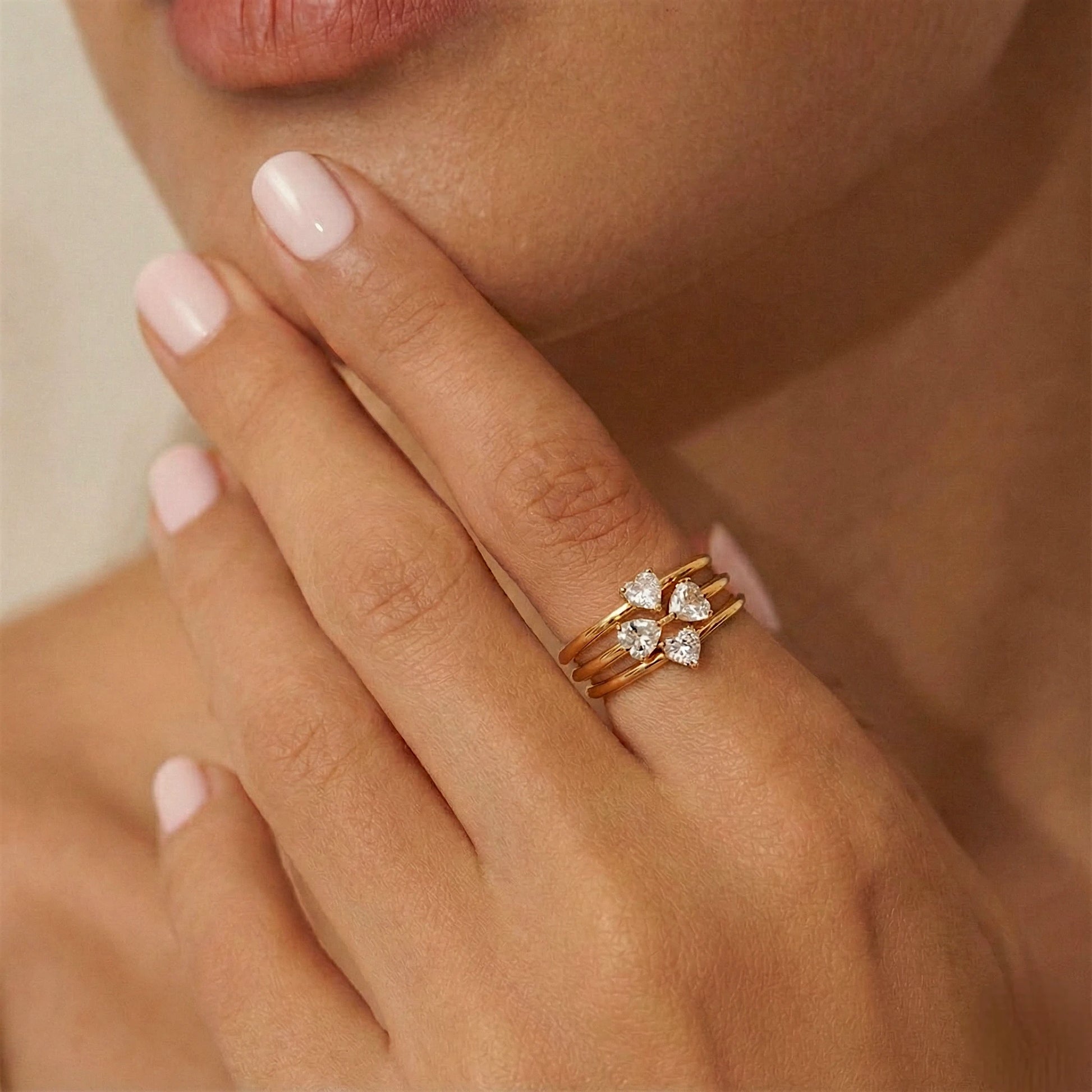 סט 3 טבעות לב – דקות ועדינות