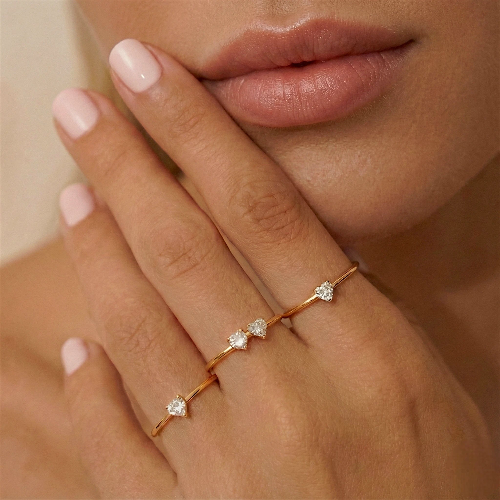 סט 3 טבעות לב – דקות ועדינות