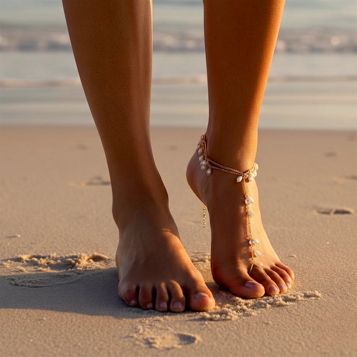 צמיד כף רגל פנינים