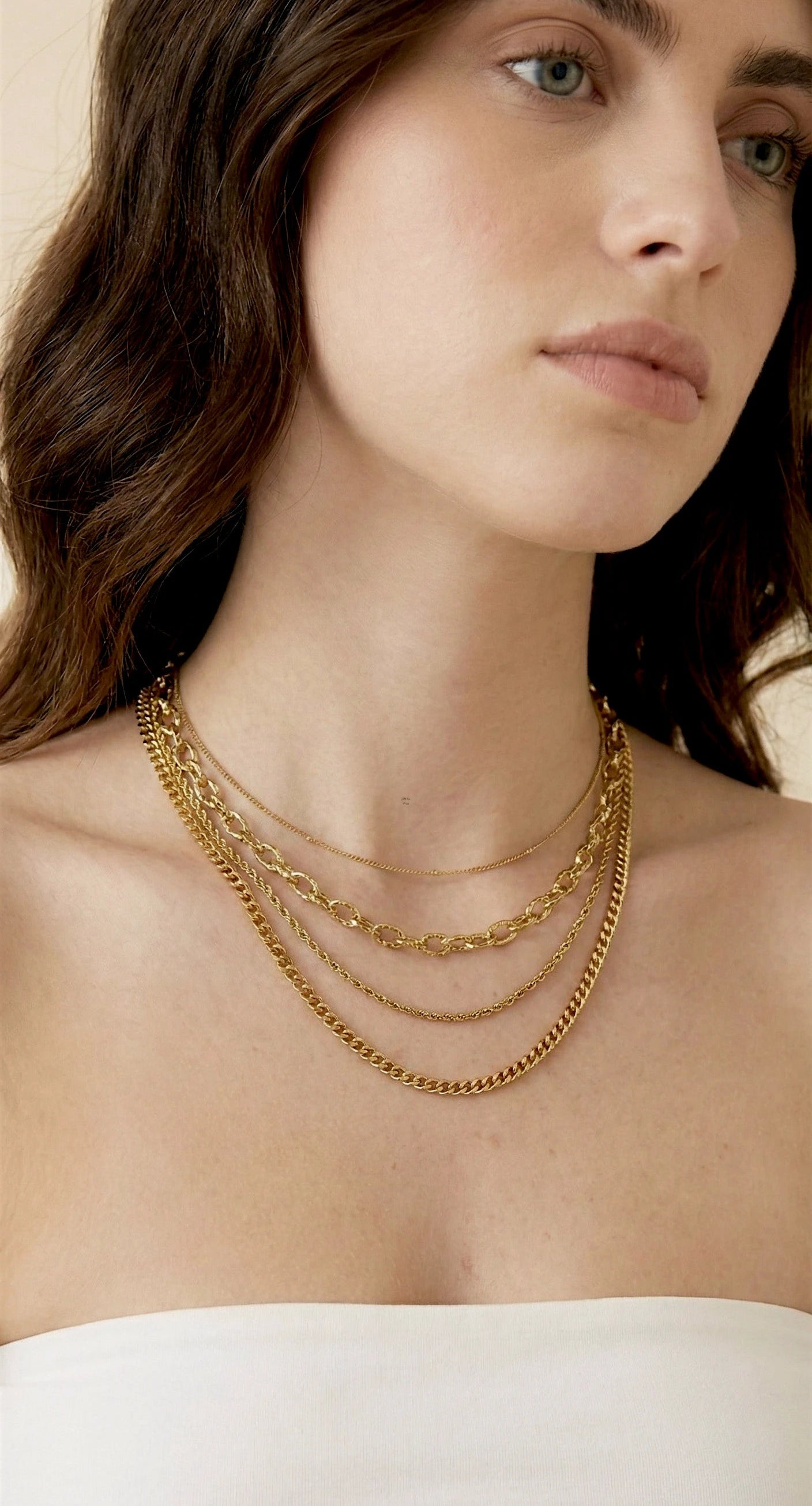 שרשרת טיפות טל - זהב דקה קלאסית