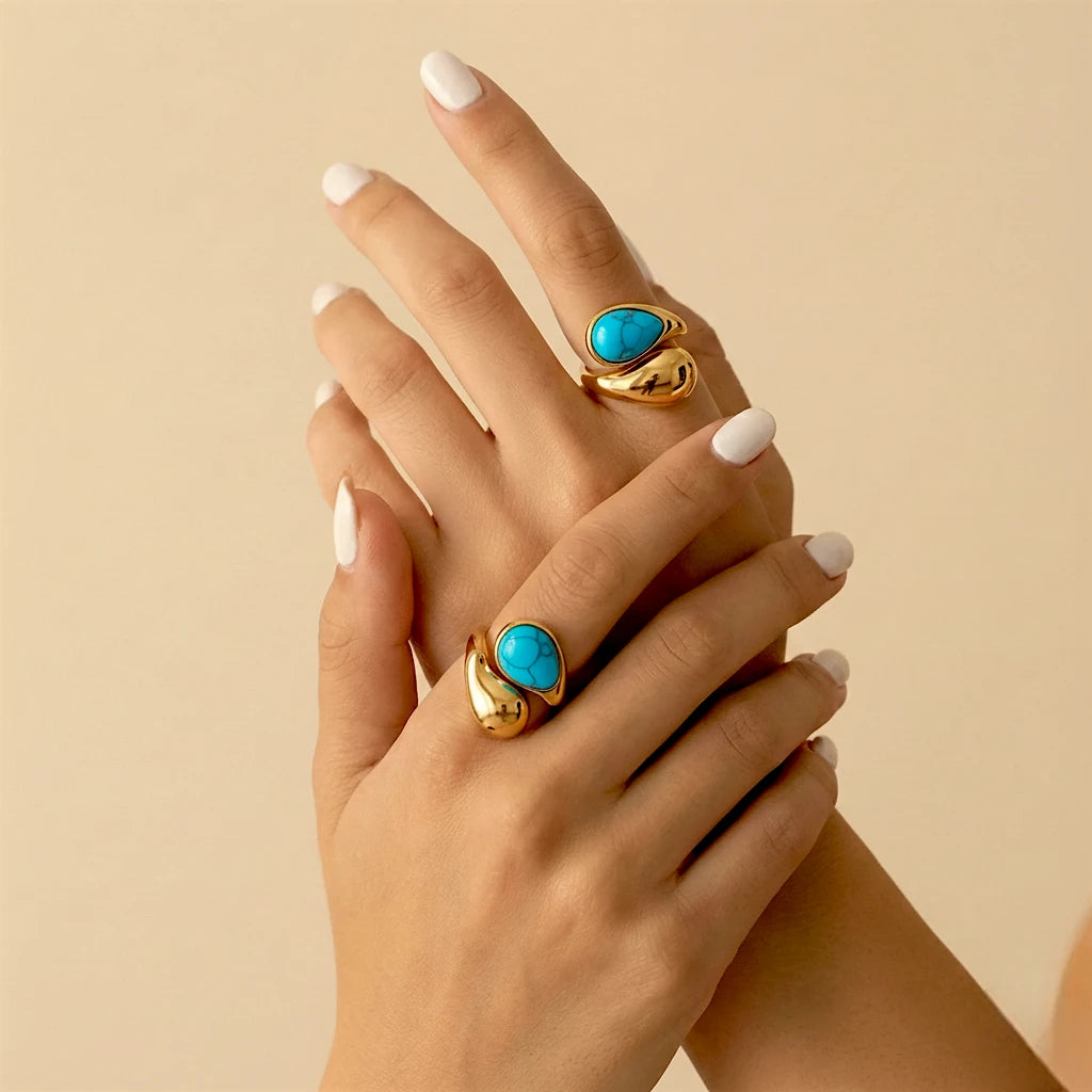 טבעת לונה אבן טורקיז