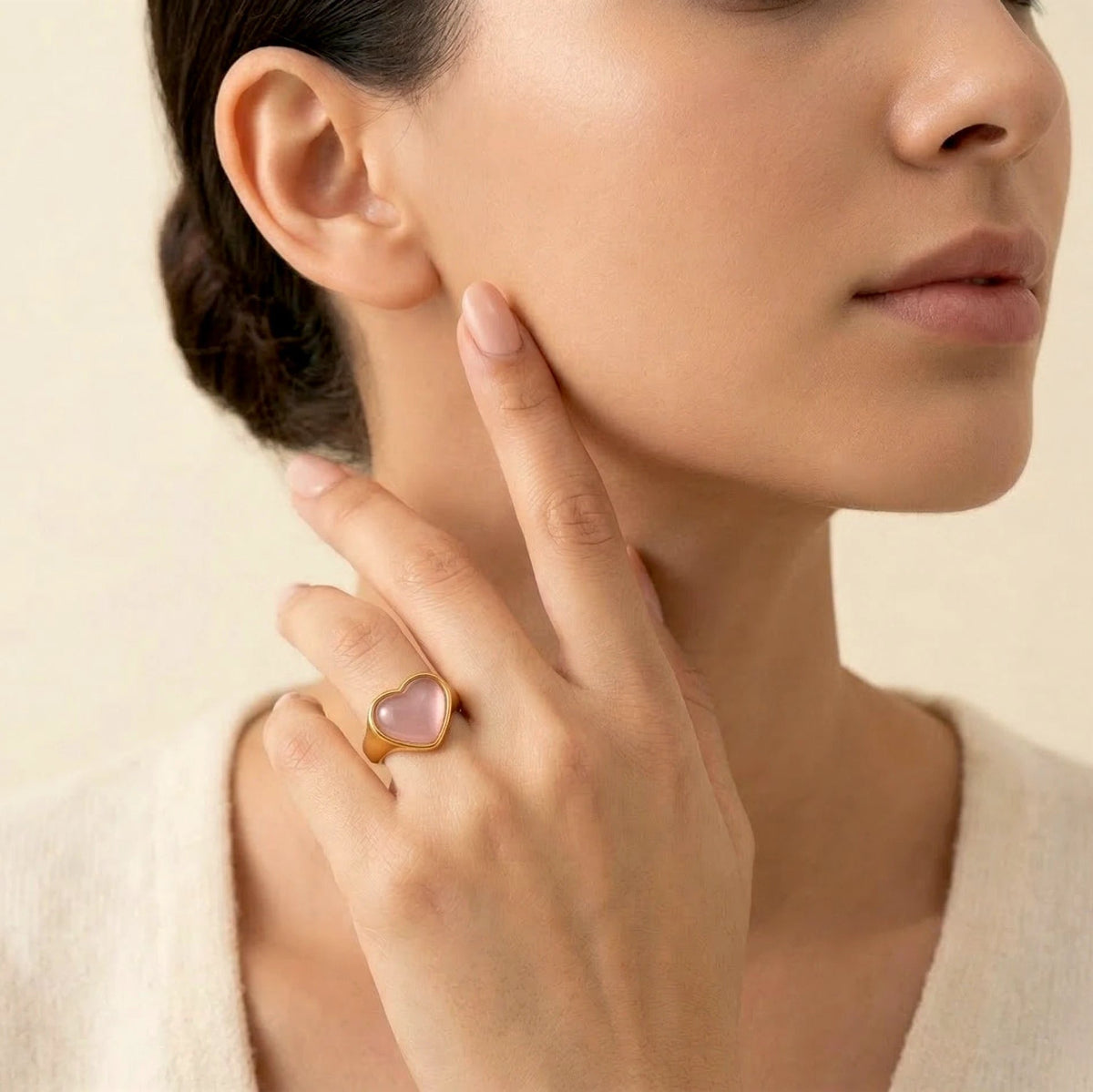 טבעת לב ורד