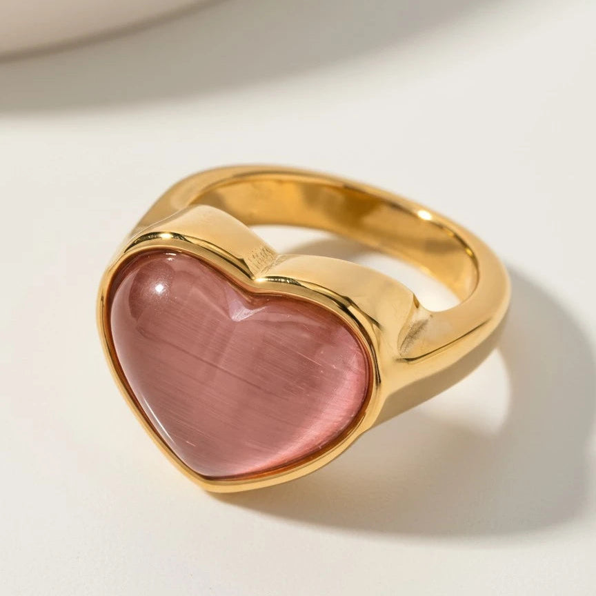 טבעת לב ורד